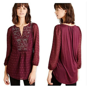 Anthropologie One September Madiran Tunic Peasant Blouse Size Medium
